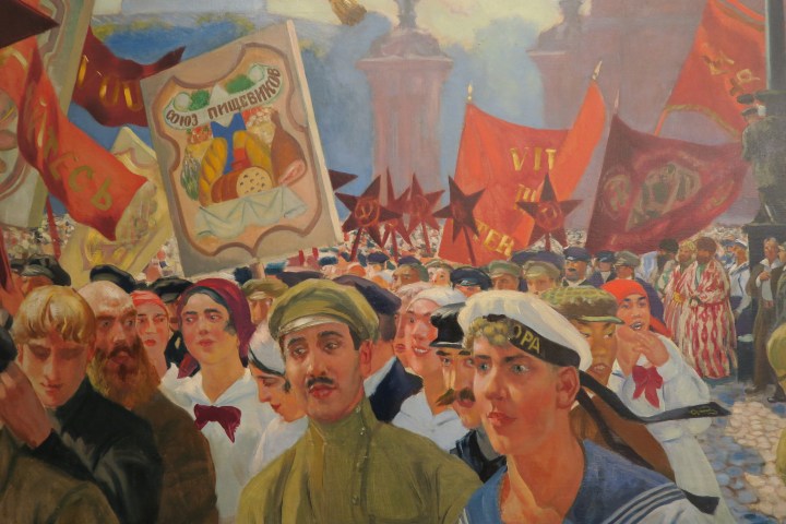 REVOLUTION Kustodiev. Demonstration in Uritsky Square (detail). Photograph © www.foxtrotfilms.com