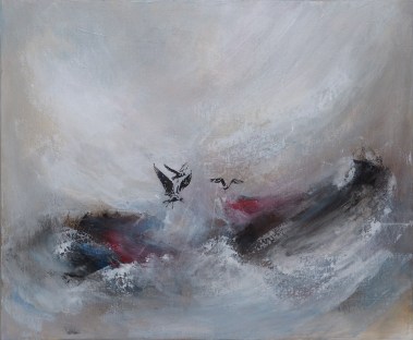 Arteria_Genevieve Dupont Daigneault_Effleurer les vagues_2016_Acrylic and silk screening on canvas_51x61 cm_1150 SGD